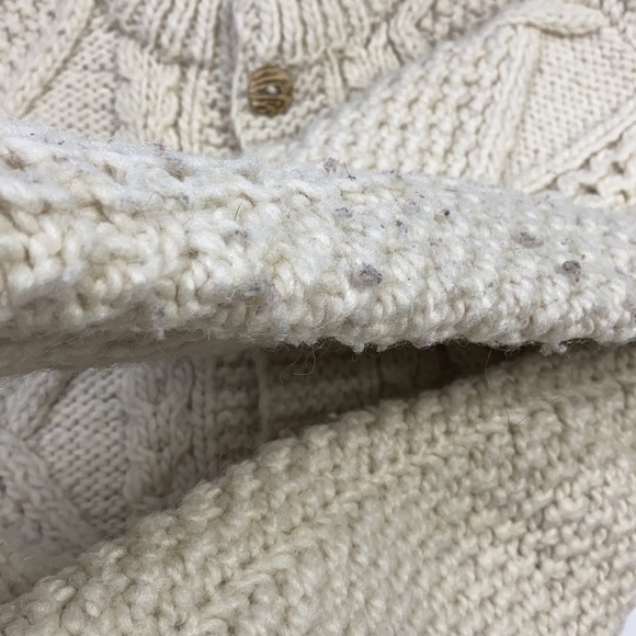 Ecuador Handknit Thick Wool Cream Button Front Chunky Sweater Cardigan S/M - Picture 6 of 6